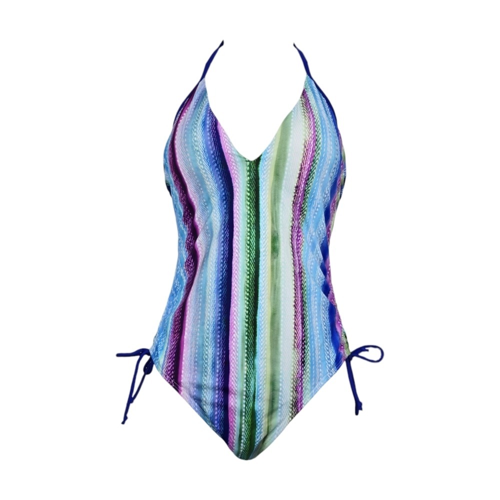 Swimsuits For All Womens Multicolor Halter Neck One Piece Swimsuit Size 4 NWT